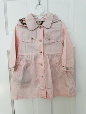 Children Worldwide Fashion Pink Raincoat With Plaid Lining On Hood Size 3-4 Year