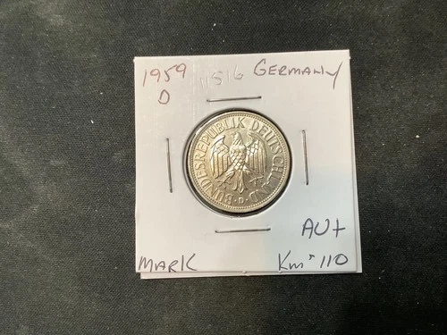 Germany 1959D Mark AU+ (High Grade) Nice Coin. #11516
