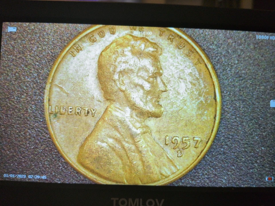 Moneda de error de centavo de trigo Die Chips 1957-D Foto 4 de 4