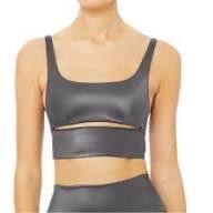 ALO YOGA Women's Slit Sports Bra Metallic Gray Sz S