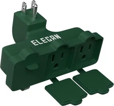 Elecan 3-Outlet Wall Plug Adapter Green,Heavy Duty Outdoor Power Splitter,Weathe