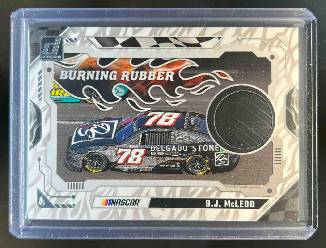 2025 Donruss NASCAR B.J. McLeod Burning Rubber Materials Tire #BRM-BJM