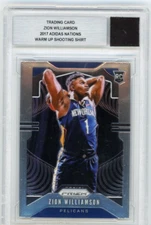 ZION WILLIAMSON 2017 BGS CERTIFIED WARM UP SHIRT RELIC With 2019 Panini Prizm