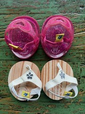 Build A Bear Workshop Sandals Pink Jelly Shoe Flip Flop White W/ Rhinestone