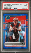 2020 Panini Donruss Optic Blue Hyper Prizm JOE BURROW RC MINT PSA 9 Bengals