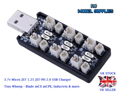1S LiPo Battery Charger 3.7V/4.2V 6CH Micro JST 1.25 JST-PH 2.0 Tiny Whoop mCX