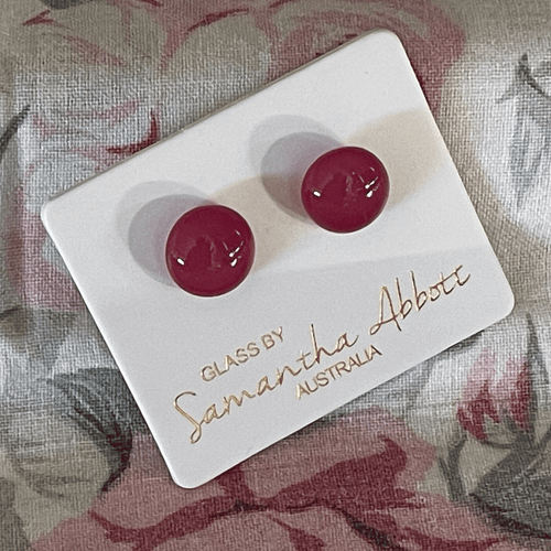 Glass Stud Earrings in Red Tones by Australian Artist Samantha Abbott - Picture 8 of 14