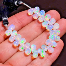 Natural Ethiopian Opal Beads - Teardrop Smooth Briolette Gemstone for Jewelry Ma