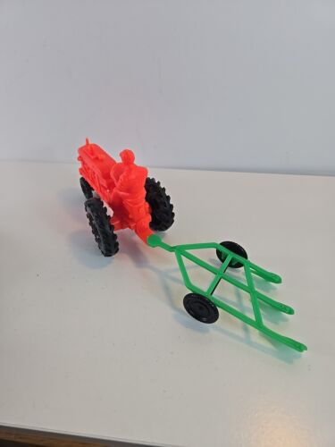 Barr Farm Toys OHIO Orange Plastic Tractor w Green Sled! Bright Colors - Picture 8 of 14
