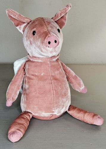 New Jellycat London Piggy Might Fly Retired Velvet 11" Pig Plush Stuffed Animal