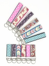 Fabric webbing Wristlet Key Fob and Mini Key Fob with keyring 2 pack 