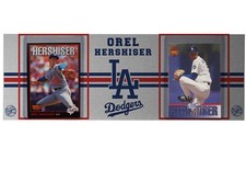 PLACA DE ALUMINIO DELGADO LOS ANGELES DODGERS OREL HERSHISER TARJETAS # 121 Y 84