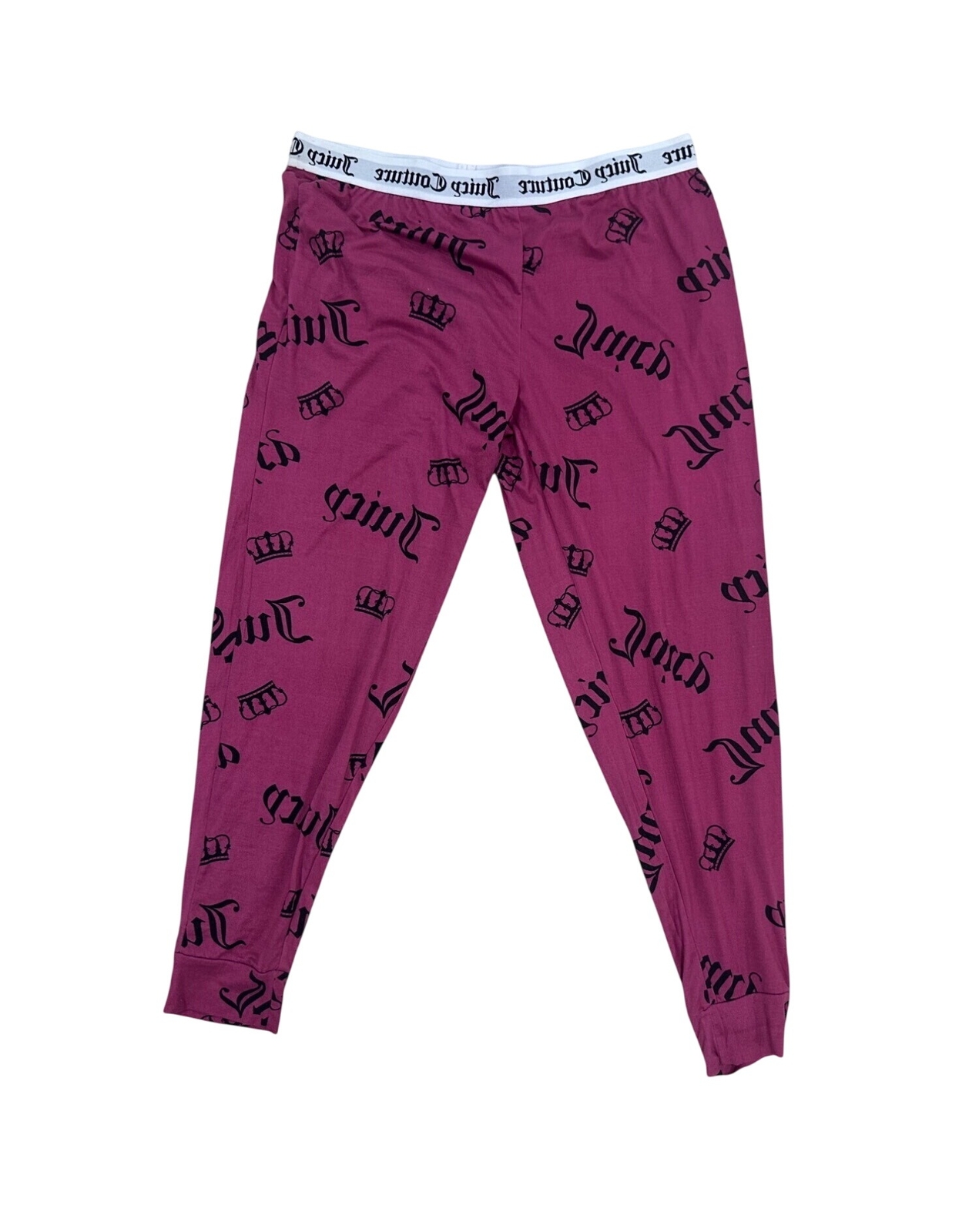 Juicy Couture Women's Pink Cotton Pajama Pants with Crown Print Size L
