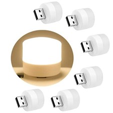 6 Pack USB Night Light Mini LED Bulb Plug In Lamp for Bedroom Bathroom Car