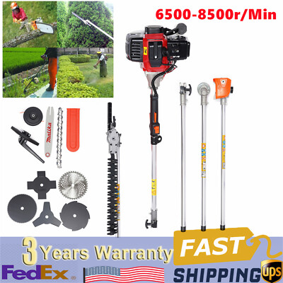52CC 10-in-1 Brush Cutter with High Branch Saw and Rake Attachments