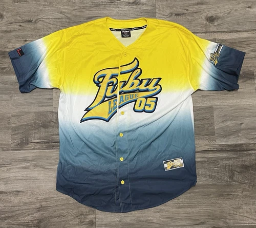 VTG FUBU Jersey Mens XL The Collection League 05 2005 Baseball 2000s Blue Yellow