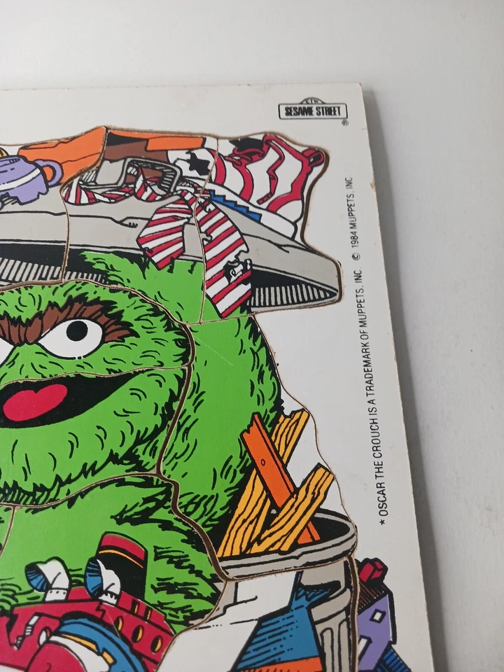 Rompecabezas de madera Oscar The Grouch 1984 vintage Sesame Street/Muppets/Playskool Foto 3 de 4