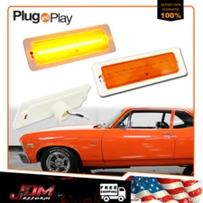 2pcs Front Amber LED Side Marker Lamp Lights Assemblies For 1970-1974 Chevy Nova