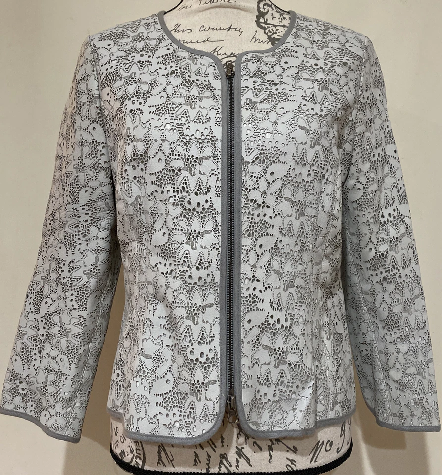 Chaqueta de cuero recortada Elaine Kim talla 8 Foto 3 de 4