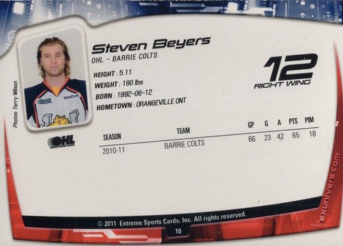 2011/12 Barrie Colts - STEVEN BEYERS - Picture 2 of 2
