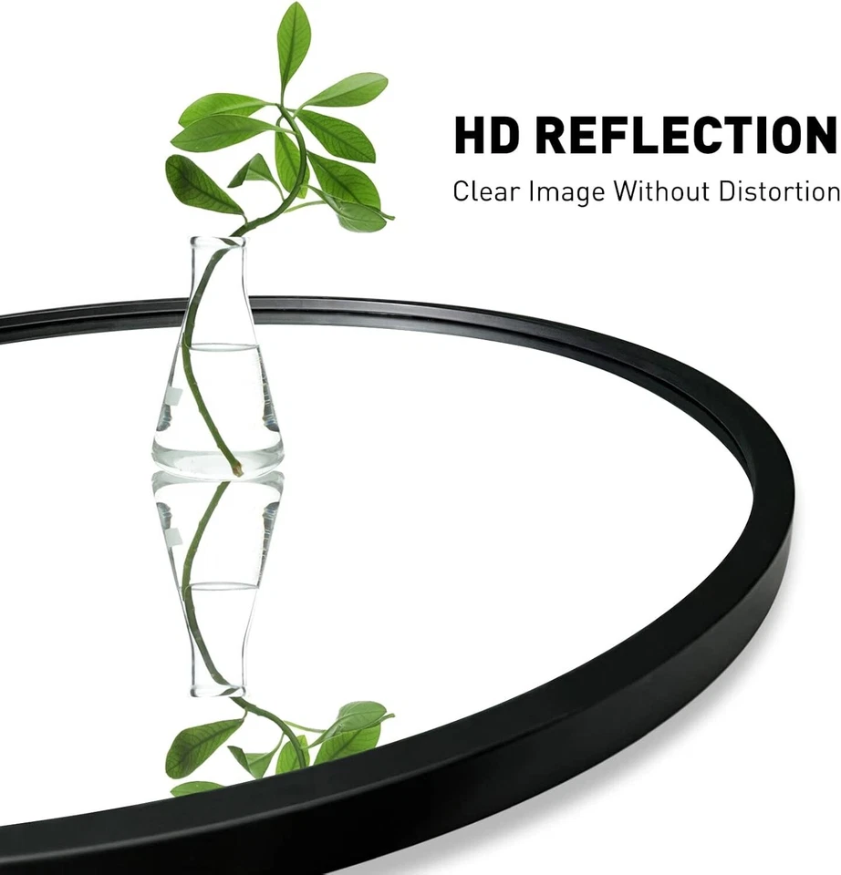 Wandspiegel Runder Spiegel Design Schwarz mit Rahmen aus Metall 50cm B1050 - Bild 2 von 4