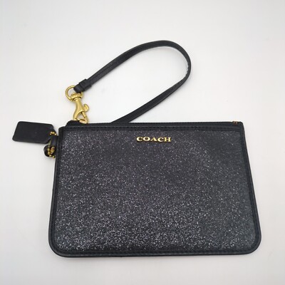Coach Small Boxed Wristlet with Glitter Midnight Blue