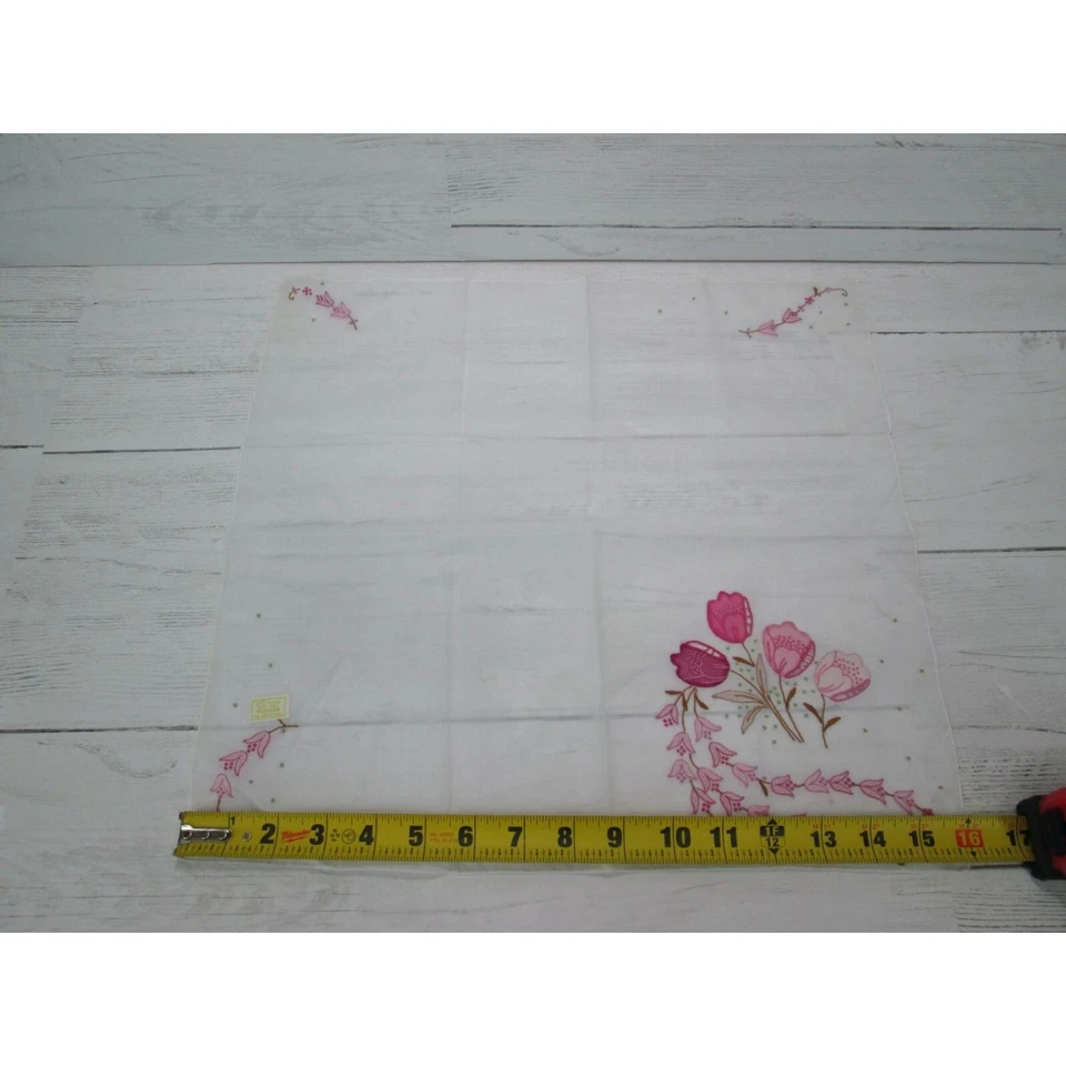 复古手帕 批量 刺绣 花雏菊 郁金香 玫瑰花蕾 纯绿色 — 第 4/4 张图片