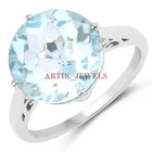 Natural Blue Topaz Gemstone with 925 Sterling Silver Ring for Women's #3423