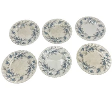 Set (6) VTG Myott Staffordshire Forget Me Not 6” Dessert/Bread Plates Discolor