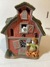 Haunted Barn House Figurine Halloween Porcelain 4 Pumpkin Ghost SpookySeasonal