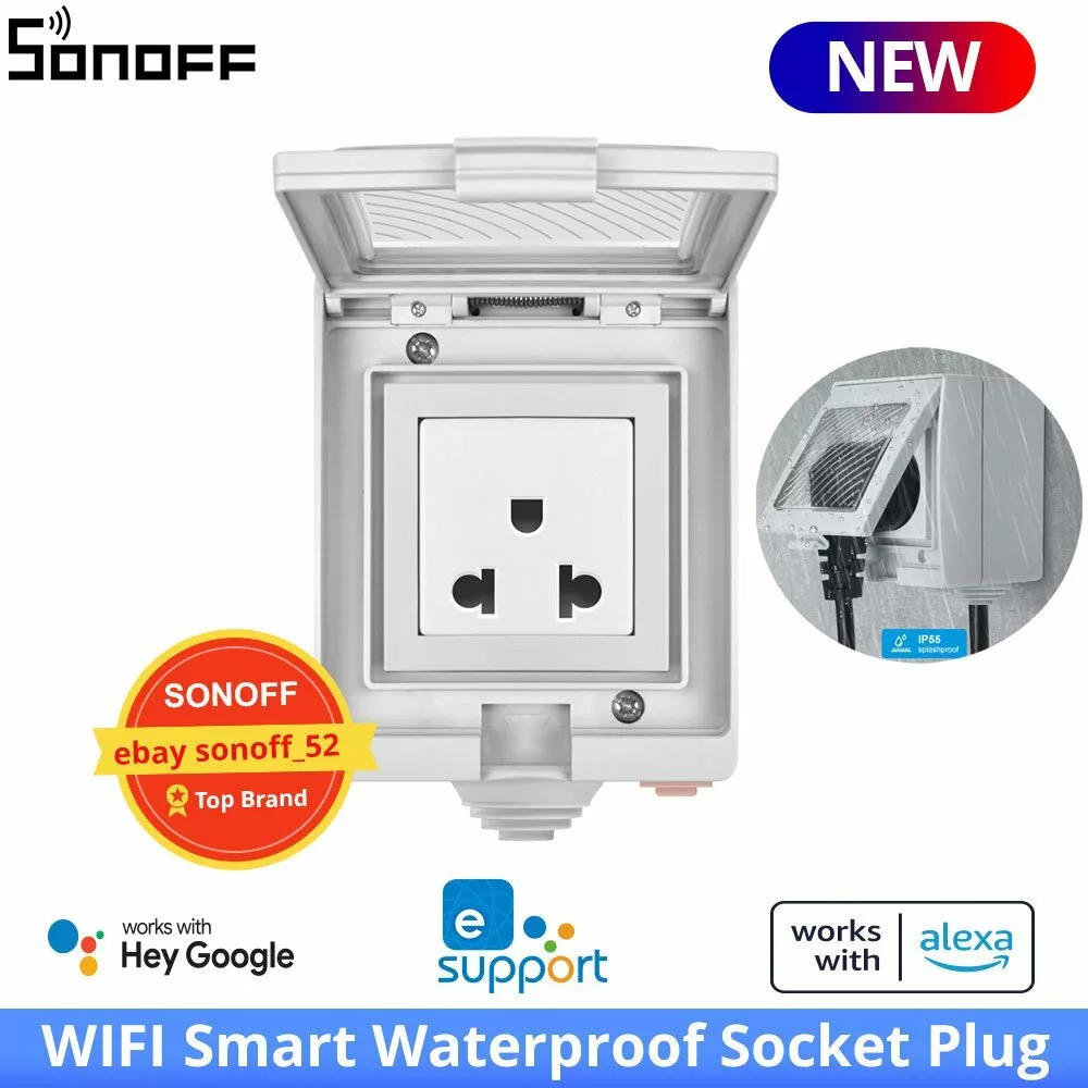 SONOFF S55 US WIFI Smart Power Socket Outdoor Plug IP55 Waterproof App  Control