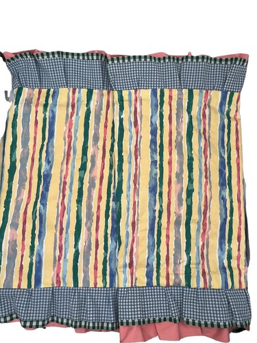Pepperell Pillow Shams Abstract Gingham Ruffle Island Farm Coastal Blue Coral - Picture 10 of 10