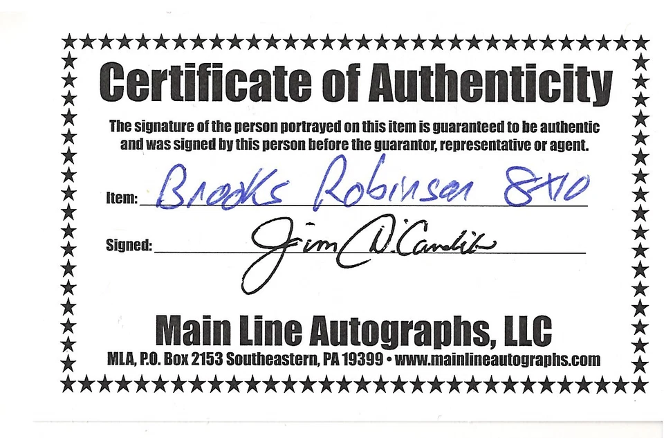 BROOKS ROBINSON BALTIMORE ORIOLES BASEBALL HALL OF FAMER RARE SIGNED PHOTO - Image 2 of 2