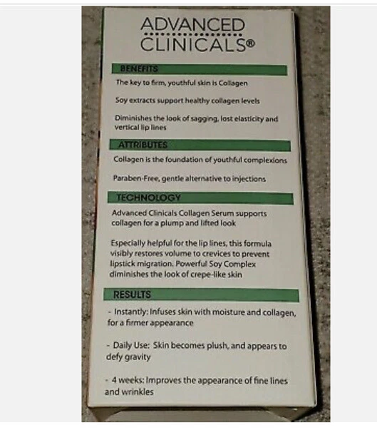 ADVANCED CLINICALS COLLAGEN SERUM INSTANT PLUMPING w/ANTI-WRINKLE SOY EXTRACT. - Image 3 of 3