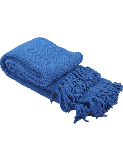 Boho Knitted Throw Blanket – Tweed Texture, Tassels, Lightweight Couch Bed Decor - Picture 333 of 337
