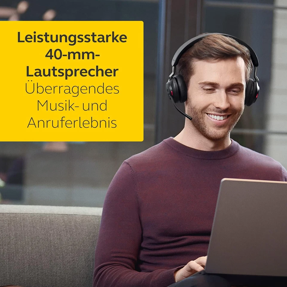 Jabra Evolve2 65 MS  Wireless Mono Headset Kopfhörer + Ladestation, Schwarz - Bild 4 von 4
