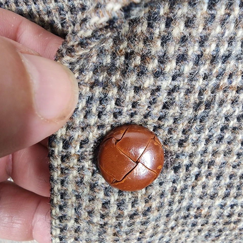 Raleighs Harris Tweed Blazer Mens 40R Brown Check 1970s Flaw - Image 2 of 4