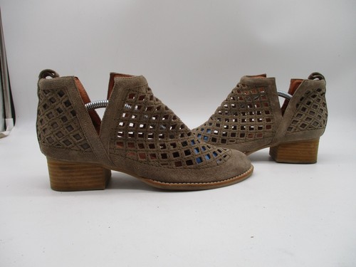 Jeffrey Campbell Taggart Brown Pointed Toe Lattice Cutout Booties Womens Size 8