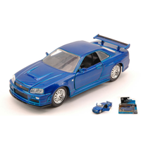 Nissan Brian's Skyline GT-R (R-34) 2007 Fast & Furious 7 Metallic Blue 1:32 Jada