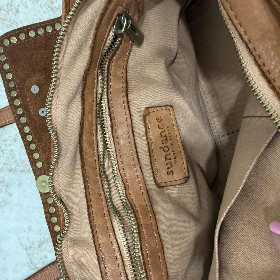 Sundance Crossbody Bag Womens Leather Studded Flap Purse Made in Italy Boho - Image 2 of 4