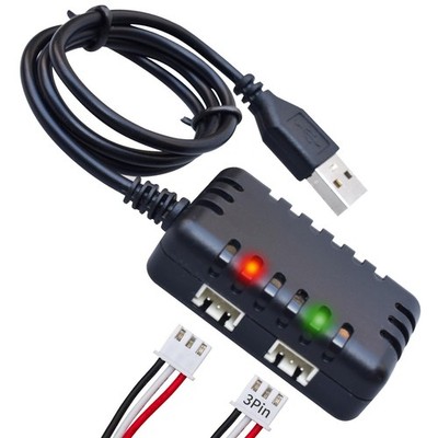 7.4V Li-ion/Lipo Battery Charger 2-in-1 USB Balance Smart with black 