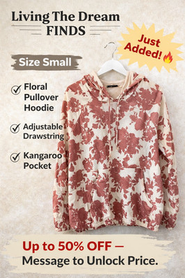 Heimish USA Small Floral Hooded Pullover Cream Mauve Hoodie Style ET7365-11