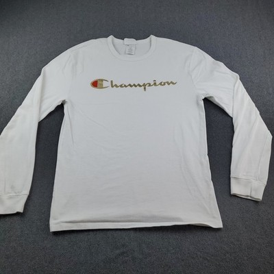Champion Heritage Athletic Apparel Men s M Tee Shirt Long Sleeve White Cotton