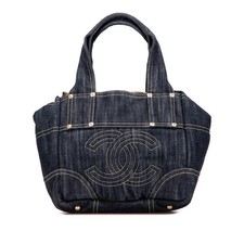 Chanel Sparkling Denim Handbag Women Blue One Size