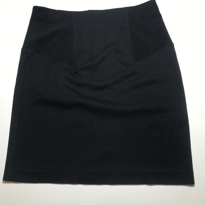 Vivienne Tam Womens 10 Ponte Knit Stretch Pencil Skirt in Black Rib Side Elastic