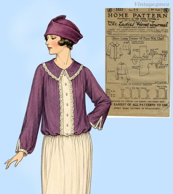 Ladies Home Journal 3322: 1920s Uncut Womens Blouse 44 B Vintage Sewing Pattern