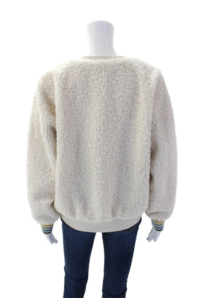 Suéter Sundry Mujer Piel Sintética Arco Iris Puño Detalle Cuello Redondo Blanco Talla 1 Foto 3 de 4