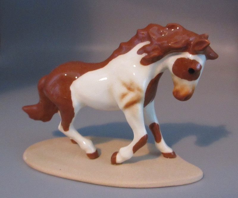 Retired Hagen Renaker Mini Indian Pony - Beautiful Brown & White Horse on Base