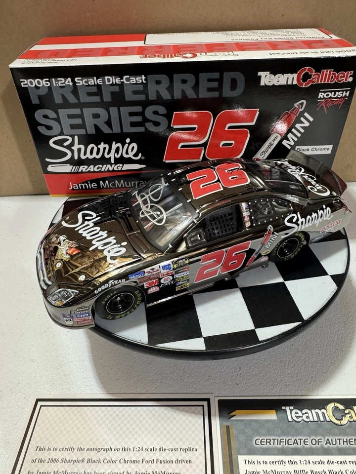 RARE* Autographed Jamie McMurray #26 Sharpie Black Chrome 2006 1/24 Diecast - Image 4 of 4