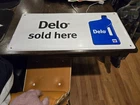 Delo Sold Here  32” X 16”  Vintage Advertising Sign - Aluminum